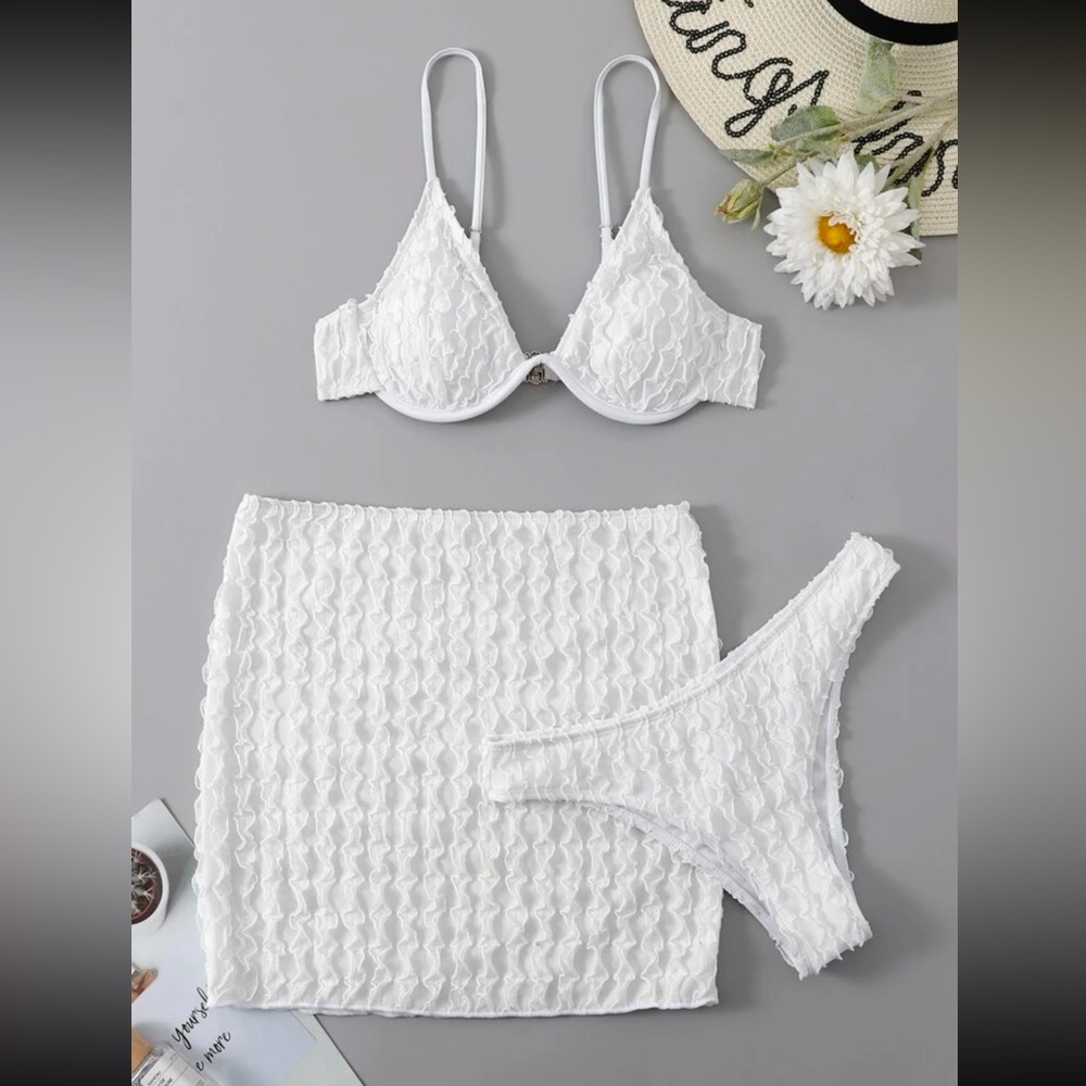 White Ruffle Bikini Set - Picture 2 of 7